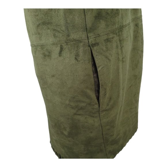 ASTR The Label Green Faux Suede Mini Dress Womens Sz S Sleeveless Slash Pockets - Picture 9 of 12